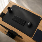 Grounding desk mat on an office desk