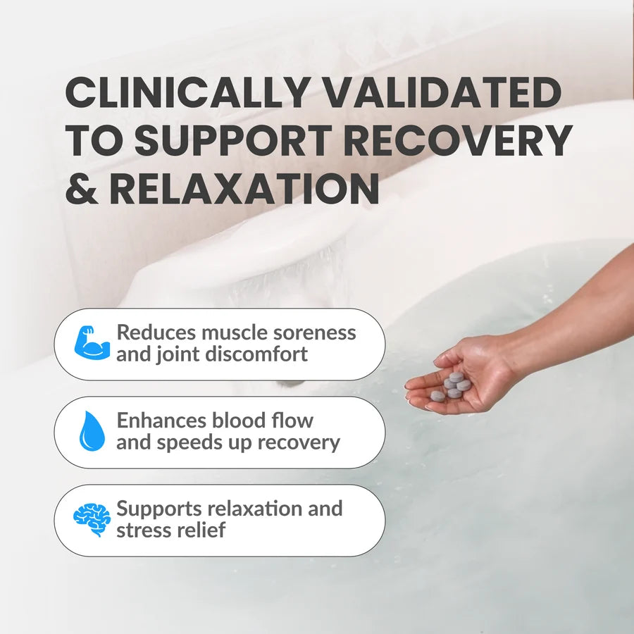 Relief hydrogen bath tablets for recovery and relaxation